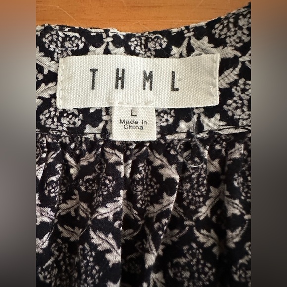 THML women’s large artsy leaf print bohemian embroidered accented shift dress - Picture 8 of 10